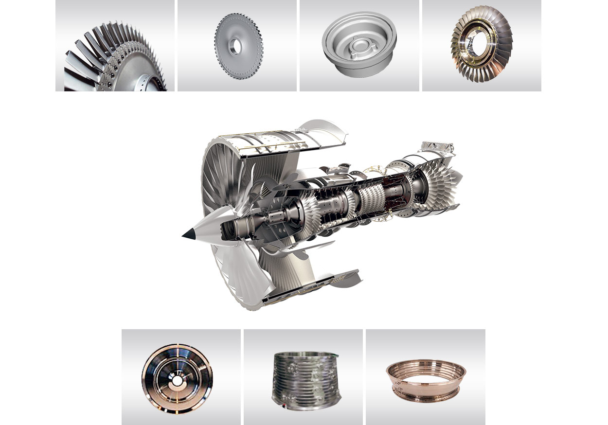 發(fā)動機安裝節(jié)、機匣、渦輪盤、軸、葉片等發(fā)動機鍛件，可生產(chǎn)飛機發(fā)動機90% 以上的鍛件。.jpg