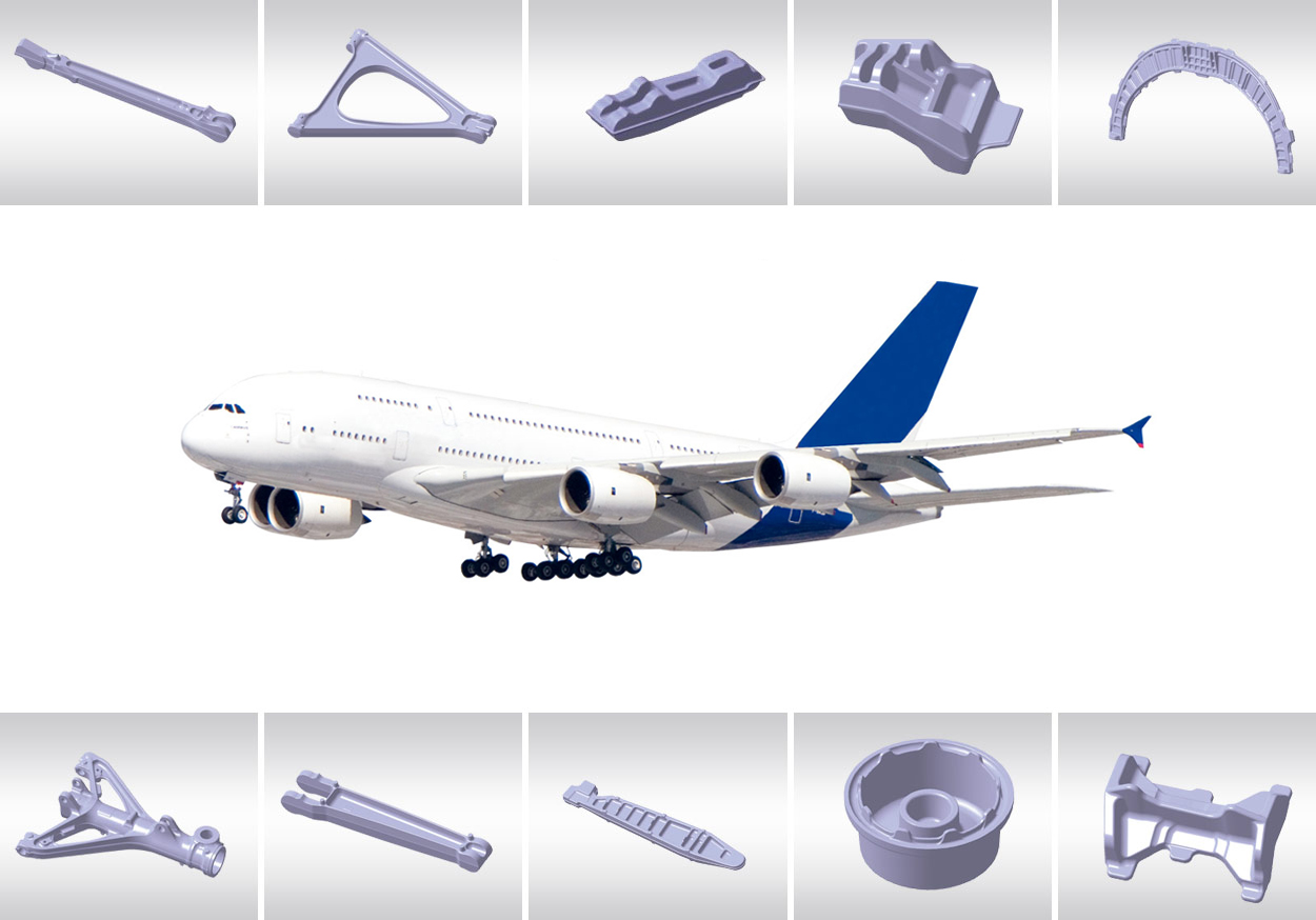 起落架及其支撐梁、機(jī)艙門框架、機(jī)翼、框架等鍛件，可生產(chǎn)機(jī)身上90% 以上的鍛件。.jpg